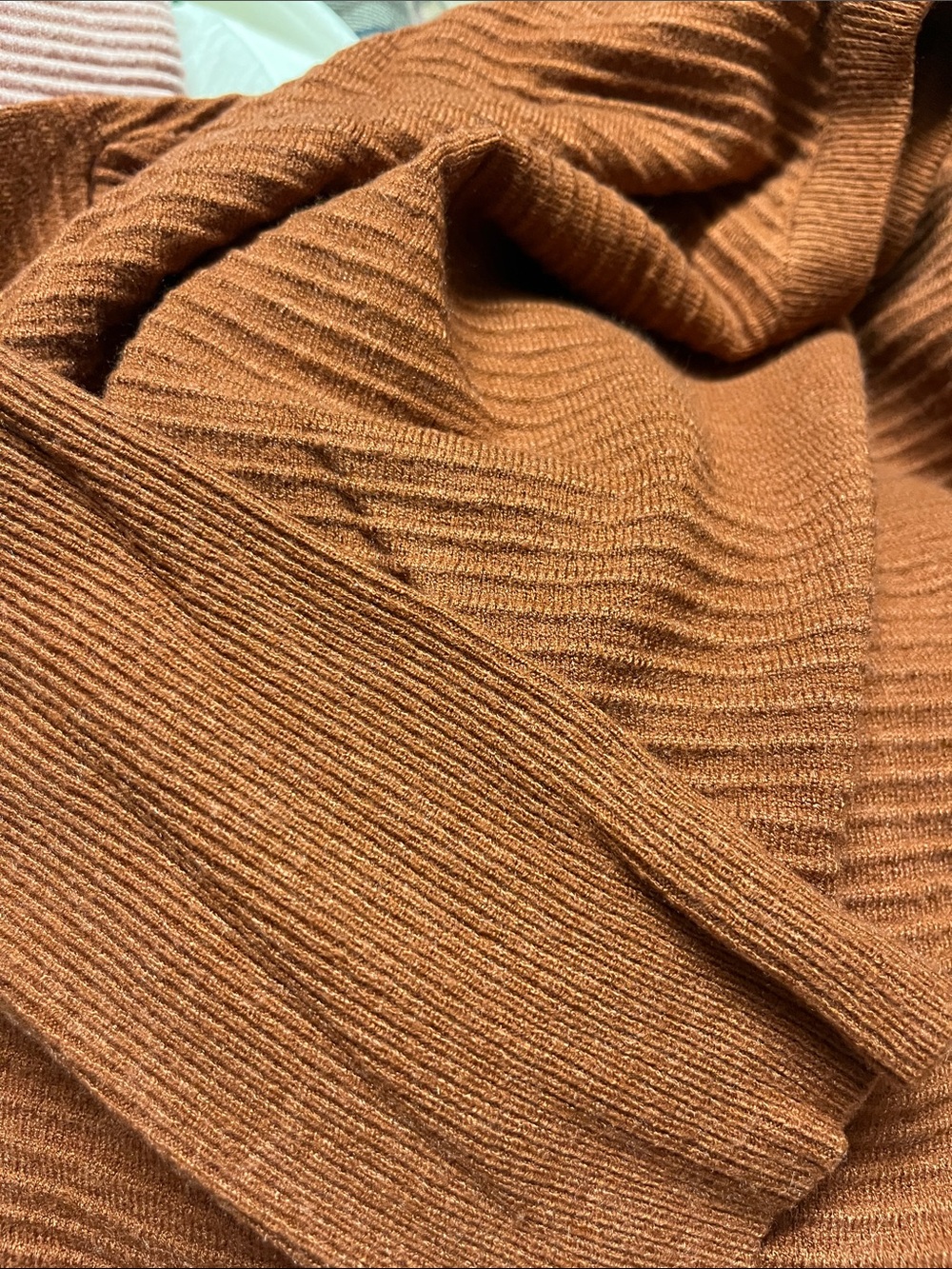 Simple Ribbed Crewneck Sweater in Rust - Picture 2 of 2